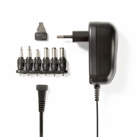 Nedis universal nätadapter, 6 st. kontaktstycken, 3-12V DC / 2.0A i gruppen Hjemmestereo / Tilbehør / Tilbehør til pladespiller hos BRL Electronics (176ACPA001)