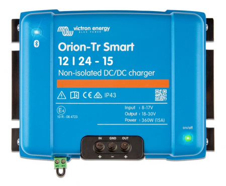 Victron Orion-Tr Smart DC-DC-lader, 12V ind 24V ud, uisoleret 15A i gruppen Bilstereo / Tilbehør / Batteriopladere hos BRL Electronics (421VOTR122415)