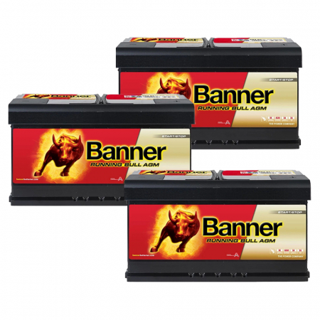 Batteripakke, 3 stykker Banner 95Ah AGM i gruppen Bilstereo / Tilbehør / Batterier hos BRL Electronics (SETBANNER95X3)