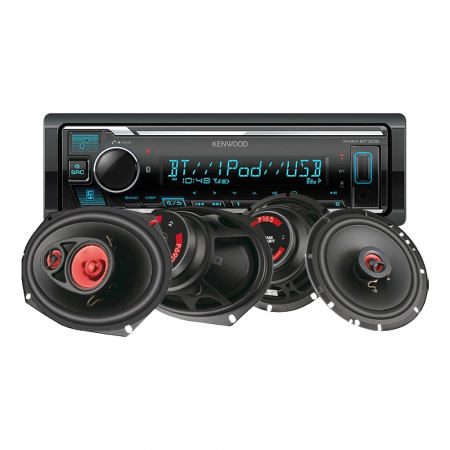 Kenwood KMM-BT309 & Bass Habit PLAY-højttalere, bilstereopakke i gruppen Pakkeløsninger / Pakker til bilen / Bilstereopakke hos BRL Electronics (SETKMMBT309BHPLAY)