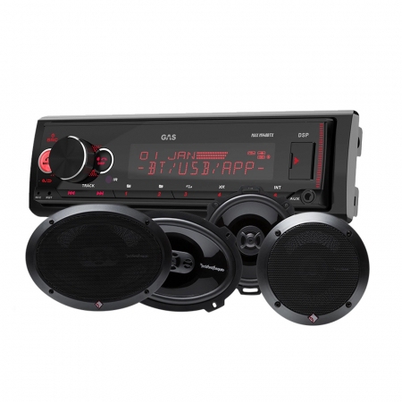 GAS MAX M140-BTX & Rockford Fosgate PUNCH-højttalere, bilstereopakke i gruppen Pakkeløsninger / Pakker til bilen / Bilstereopakke hos BRL Electronics (SETMAXM140PUNCH)