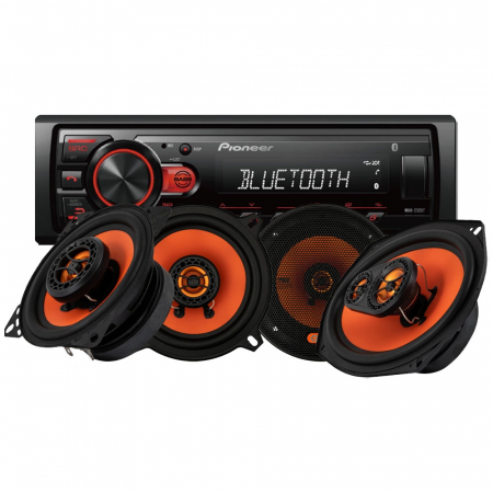 Pioneer MVH-230BT & GAS MAD X1-højttalere, bilstereopakke i gruppen Pakkeløsninger / Pakker til bilen / Bilstereopakke hos BRL Electronics (SETMVH230BTX1)