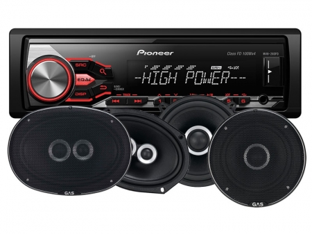 Pioneer MVH-280FD & GAS Silver-högtalare i gruppen Pakkeløsninger / Pakker til bilen / Bilstereopakke hos BRL Electronics (SETMVH280FDSILVER)