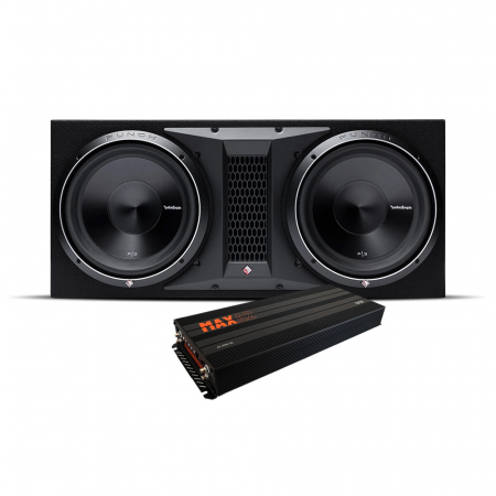 Rockford Fosgate P3 2x12 subwooferkasse & GAS MAX A2-2500.1DL, subwooferpakke i gruppen Pakkeløsninger / Pakker til bilen / Baspakke hos BRL Electronics (SETP32X12PKT1)