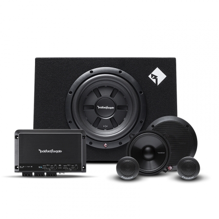 Rockford Fosgate R250X4 med R2S-1X10 baslåda og Prime-kitsystem i gruppen Pakkeløsninger / Pakker til bilen / Komplett Pakke hos BRL Electronics (SETR2S1X10PKT1)