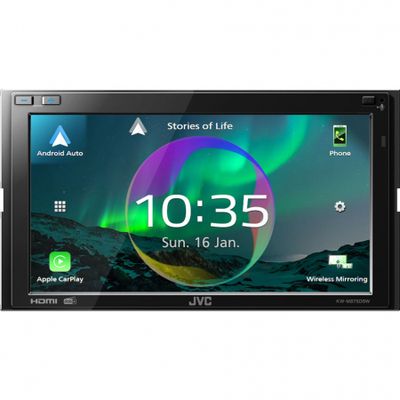 JVC KW-M875DBW, bilstereo med CarPlay, Bluetooth og 3 par (5V) lavniveau