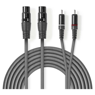 Nedis XLR-kabel, XLR hun - RCA han 3 m