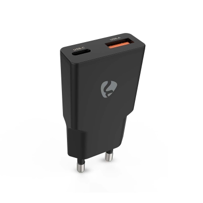 Nedis vægoplader 20 W 1x USB-C 1x USB-A, sort