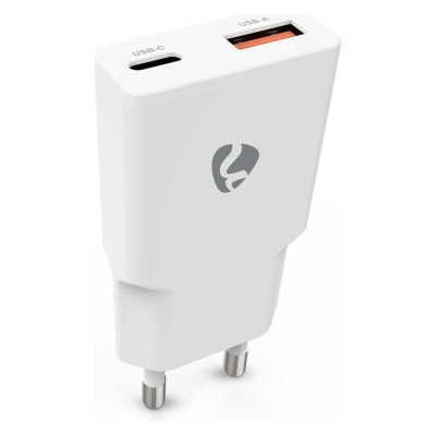 Nedis vægoplader 30 W 1x USB-C 1x USB-A, hvid