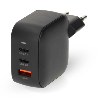 Nedis vægoplader 70 W 2x USB-C 1x USB-A, sort