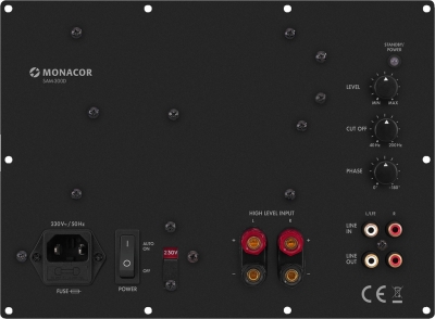 Monacor SAM-300D indbygningsforstærker til subwoofer