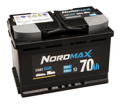 Nordmax AGM-batteri, 70Ah / 12V