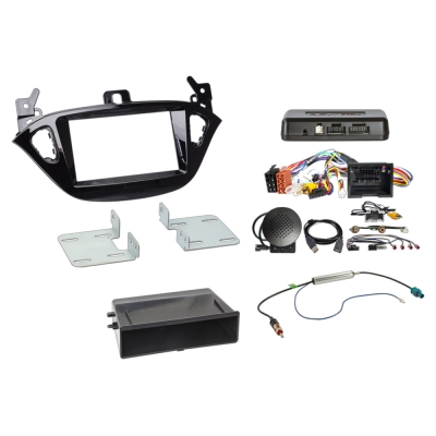 2-DIN installationssæt med opbevaringsrum Opel Adam/Corsa E, Piano Black 2013-2017