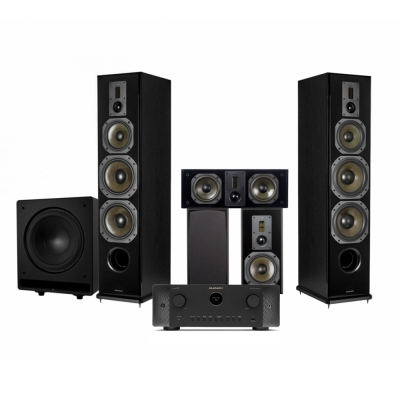 Dynavoice Definition 5.1 hjemmebiografpakke med Marantz Cinema 60, sort