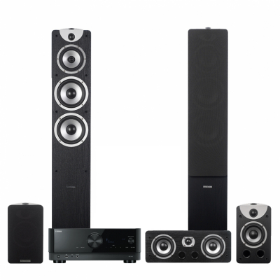 Yamaha RX-V4A & Dynavoice Magic F-7 EX 5.0 hjemmebiografpakke, sort