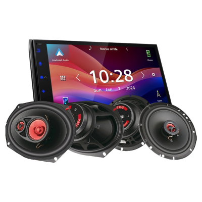 JVC KW-M593BT & Bass Habit PLAY-højttalere, bilstereopakke