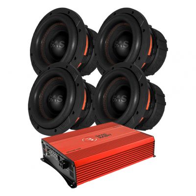 4-pak GAS MAX S1-8D1 & Bass Habit SPL ELITE 5100.1DF, baspakke