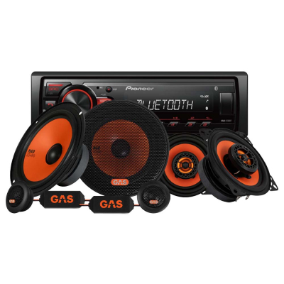 Pioneer MVH-230BT & GAS MAD K1 for- og bagsystem, bilstereopakke