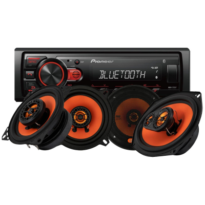 Pioneer MVH-230BT & GAS MAD X1-højttalere, bilstereopakke