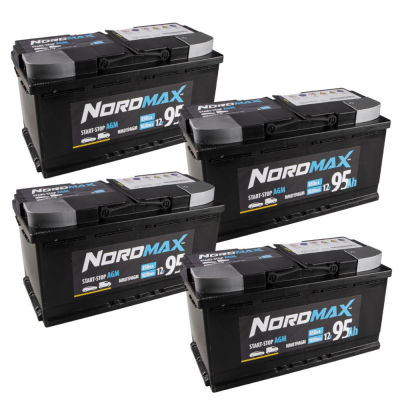 Batteripakke, 4 stk Nordmax AGM-batteri, 95Ah / 12V