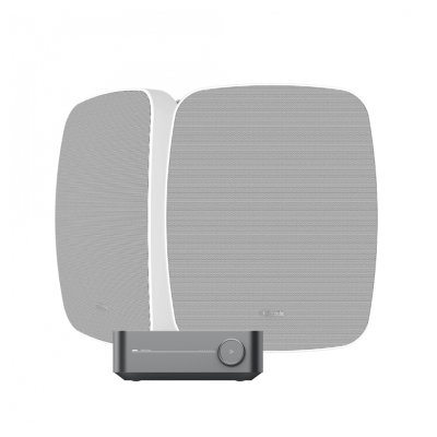 Wiim Amp Pro med Klipsch RSM-650, udendørspakke i hvid